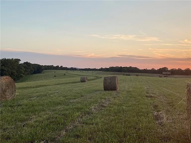 nature at dusk featuring a rural view