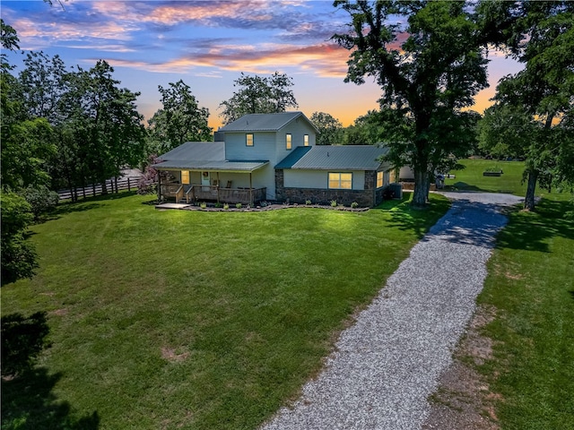 exterior space featuring a lawn