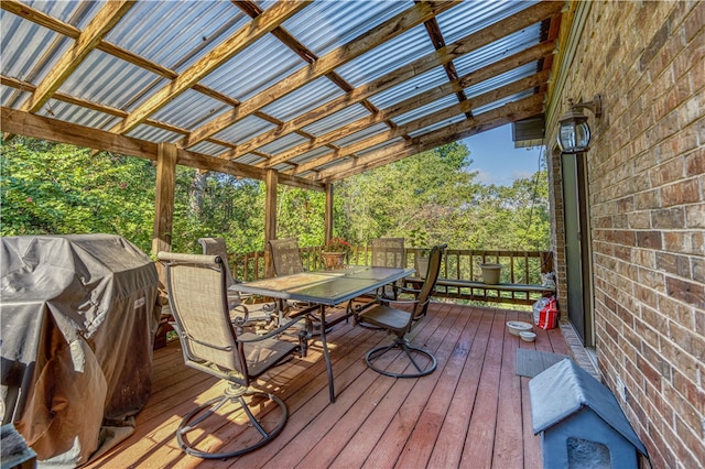 deck featuring area for grilling