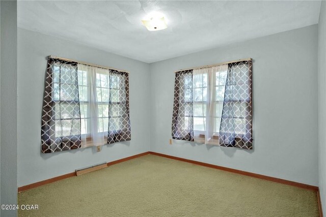 carpeted spare room featuring a wealth of natural light