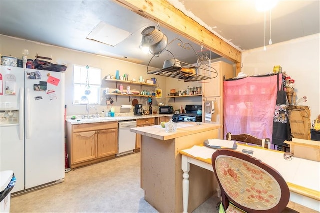 kitchen with white appliances and sink