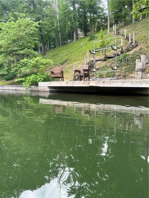 view of dock featuring a water view