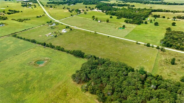 aerial view featuring a rural view and a water view