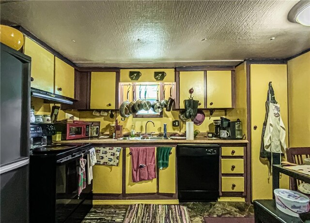 kitchen with black appliances and sink