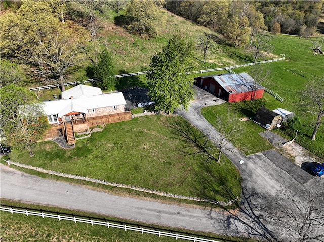 bird's eye view with a rural view