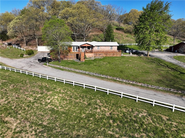 drone / aerial view with a rural view