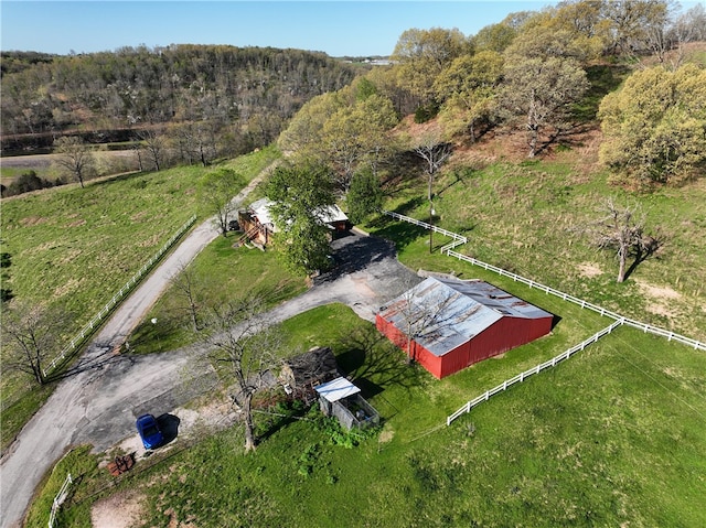 drone / aerial view with a rural view