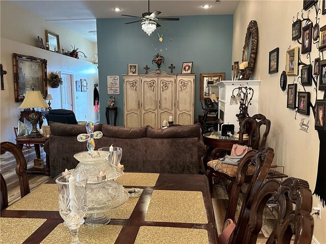 living room with ceiling fan