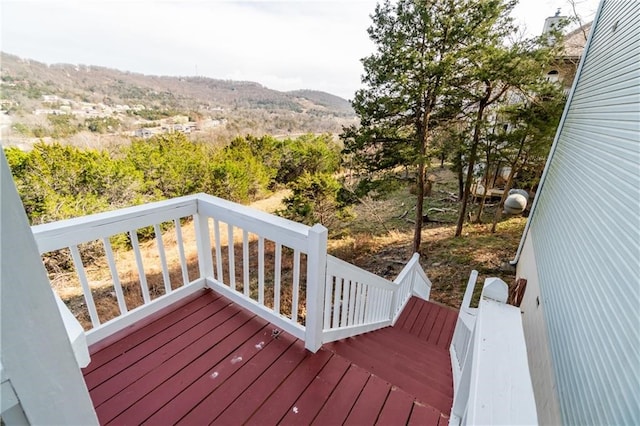 deck with a mountain view