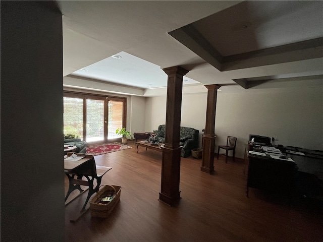 basement featuring hardwood / wood-style floors