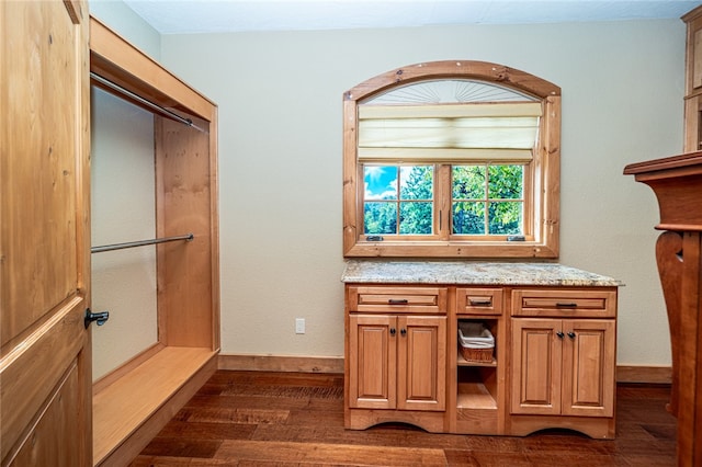 bathroom with hardwood / wood-style floors