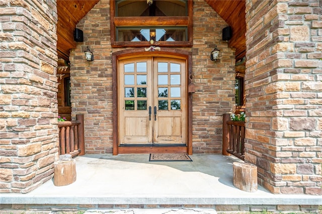 view of exterior entry with french doors