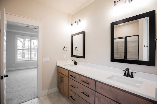 bathroom featuring vanity and tile patterned floors