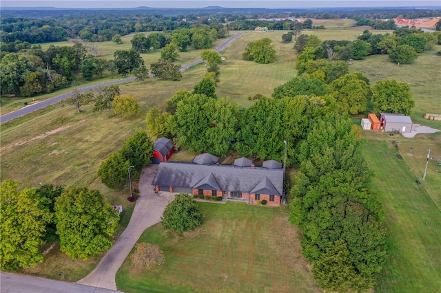 aerial view featuring a rural view