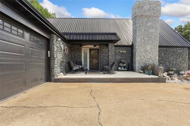 property entrance with a garage