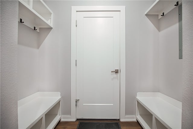 mudroom featuring dark hardwood / wood-style floors