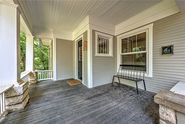 deck with covered porch