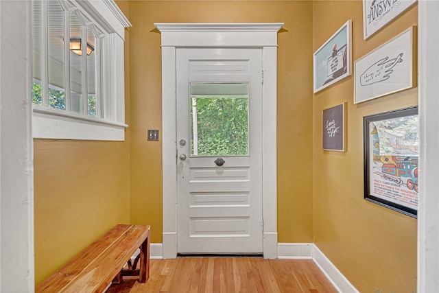 entryway with light wood-type flooring