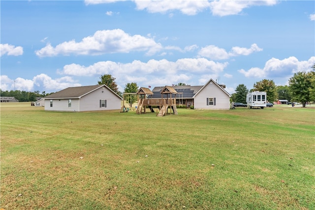 view of yard featuring a deck