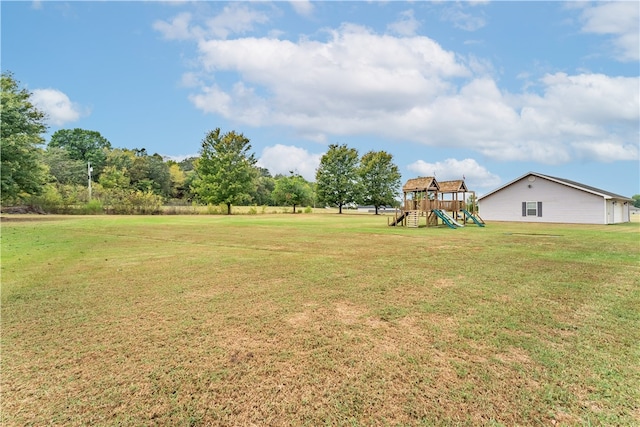 view of yard featuring a playground