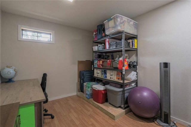 office space featuring light hardwood / wood-style floors