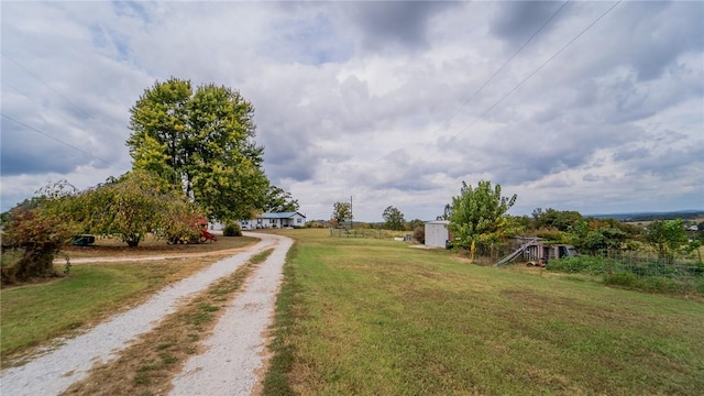 view of street with a rural view