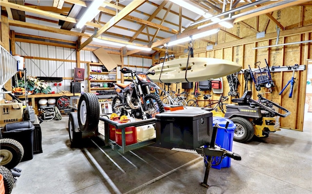 garage featuring a workshop area