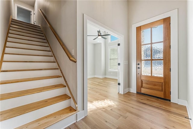 interior space featuring ceiling fan and light hardwood / wood-style floors