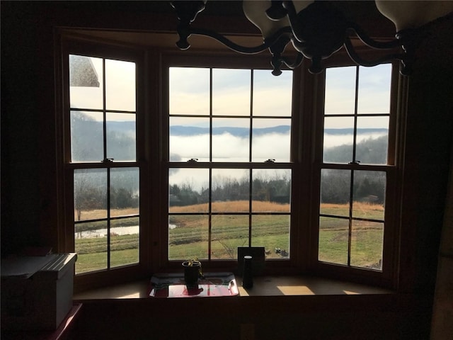 interior details featuring a rural view