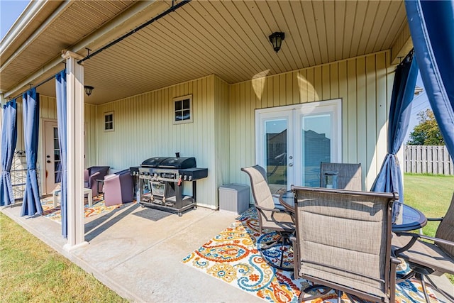 view of patio / terrace with french doors and grilling area