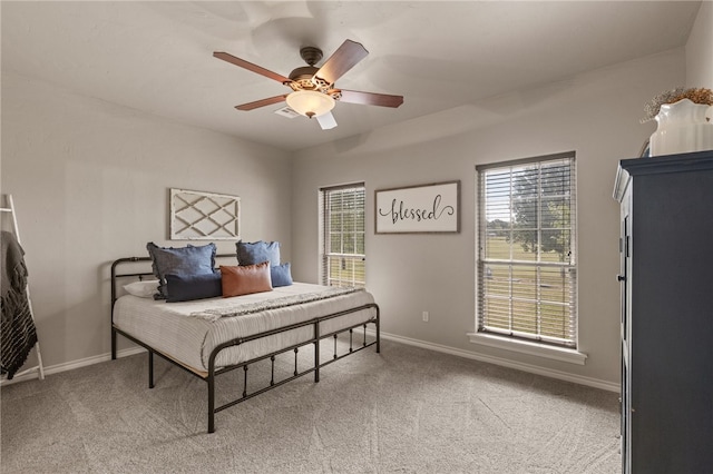 bedroom with carpet and ceiling fan