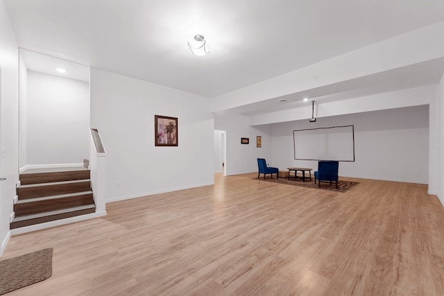 unfurnished living room featuring light hardwood / wood-style flooring