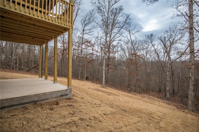 view of yard with a patio area and a wooden deck