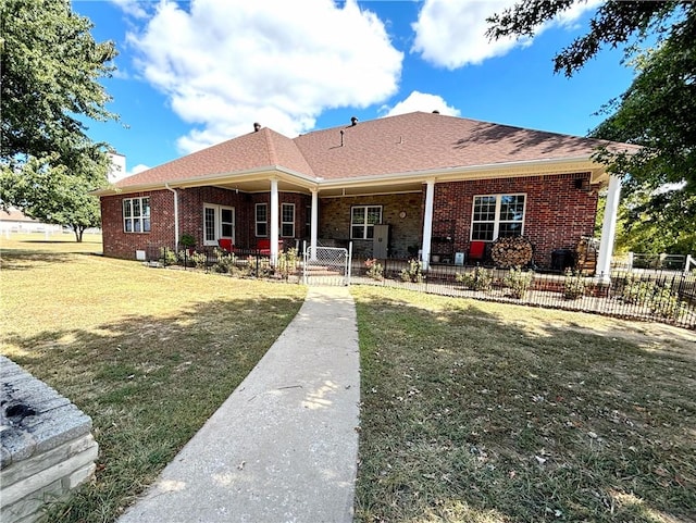 8825 Sky Watch Ln, Decatur, AR 72722 - single story home featuring brick siding, a gate, and a porch
