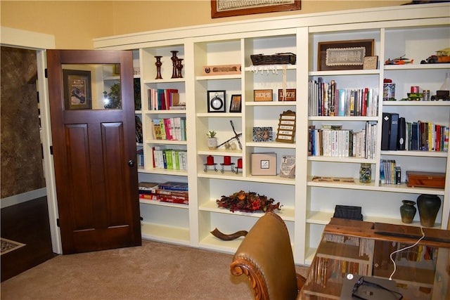 living area with carpet floors