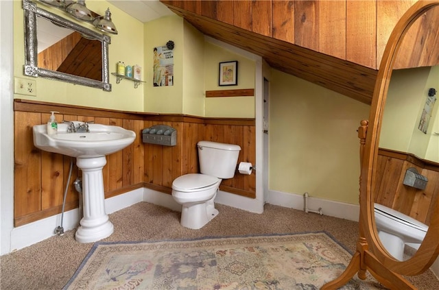 15 Linwood Ave, Eureka Springs, AR 72632 - half bath with toilet, wainscoting, wood walls, and a sink