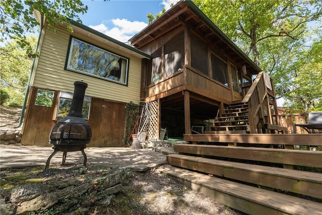 15 Linwood Ave, Eureka Springs, AR 72632 - back of house featuring stairs, a deck, and a patio area