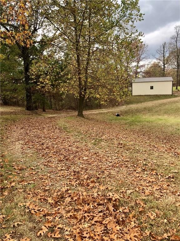 view of yard with an outbuilding