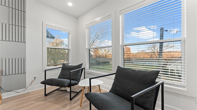 living area with light wood-type flooring