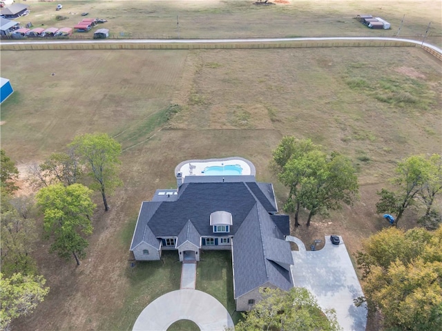 drone / aerial view with a rural view