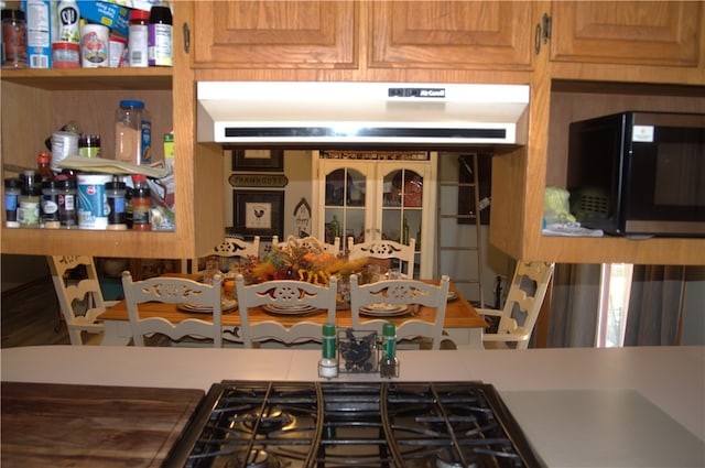 interior space with gas cooktop