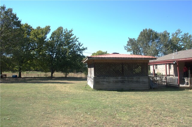 view of yard with a deck