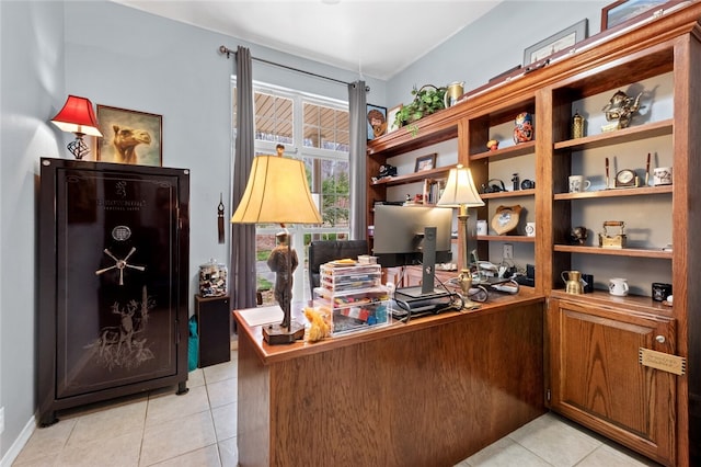 view of tiled home office