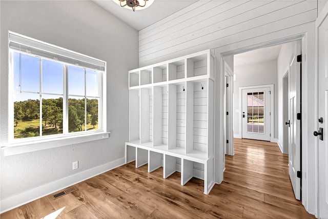 mudroom featuring wood-type flooring