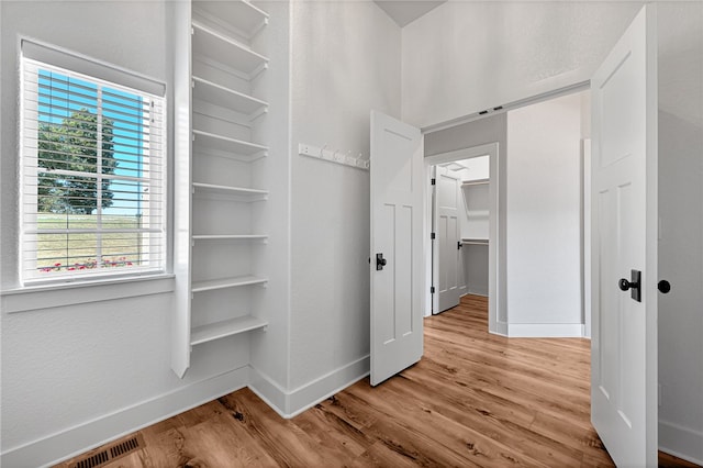 spacious closet with light wood-type flooring