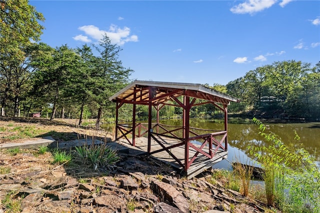 dock area featuring a water view