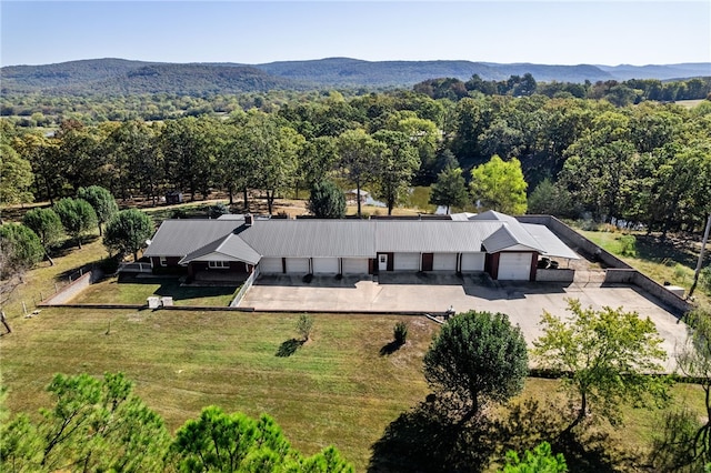 birds eye view of property featuring a mountain view