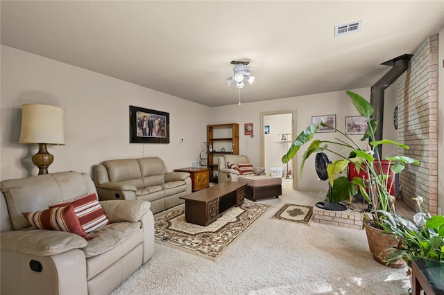 living room featuring carpet floors