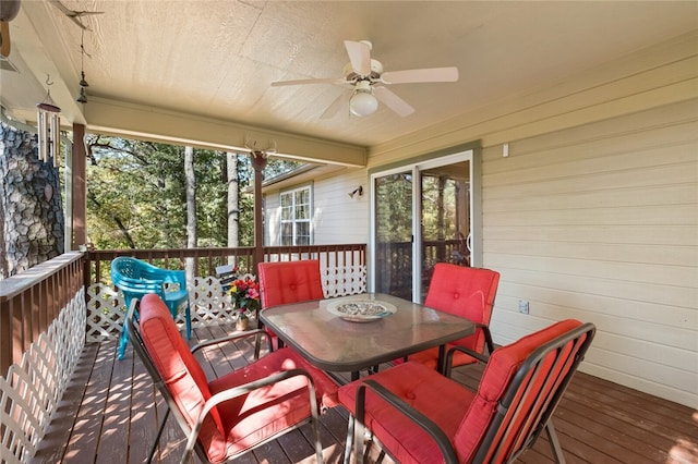 sunroom featuring plenty of natural light and ceiling fan