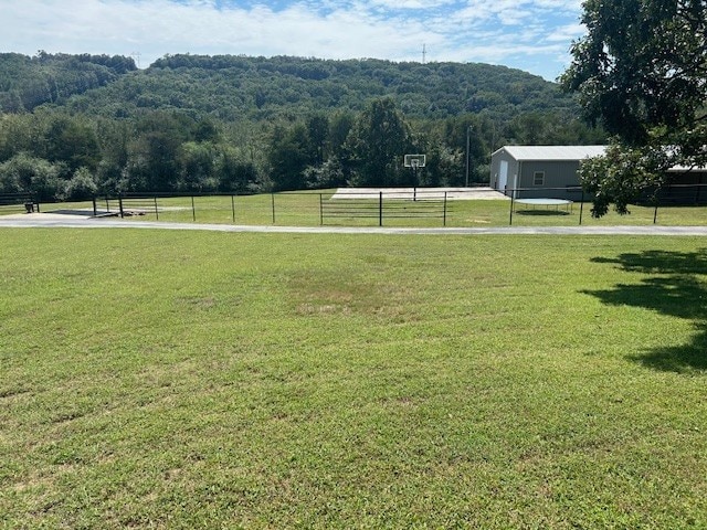 view of yard with a mountain view and a rural view